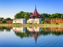 mur du palais royal, Mandalay, Birmanie