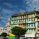 immeuble, centre-ville Yangon, Birmanie